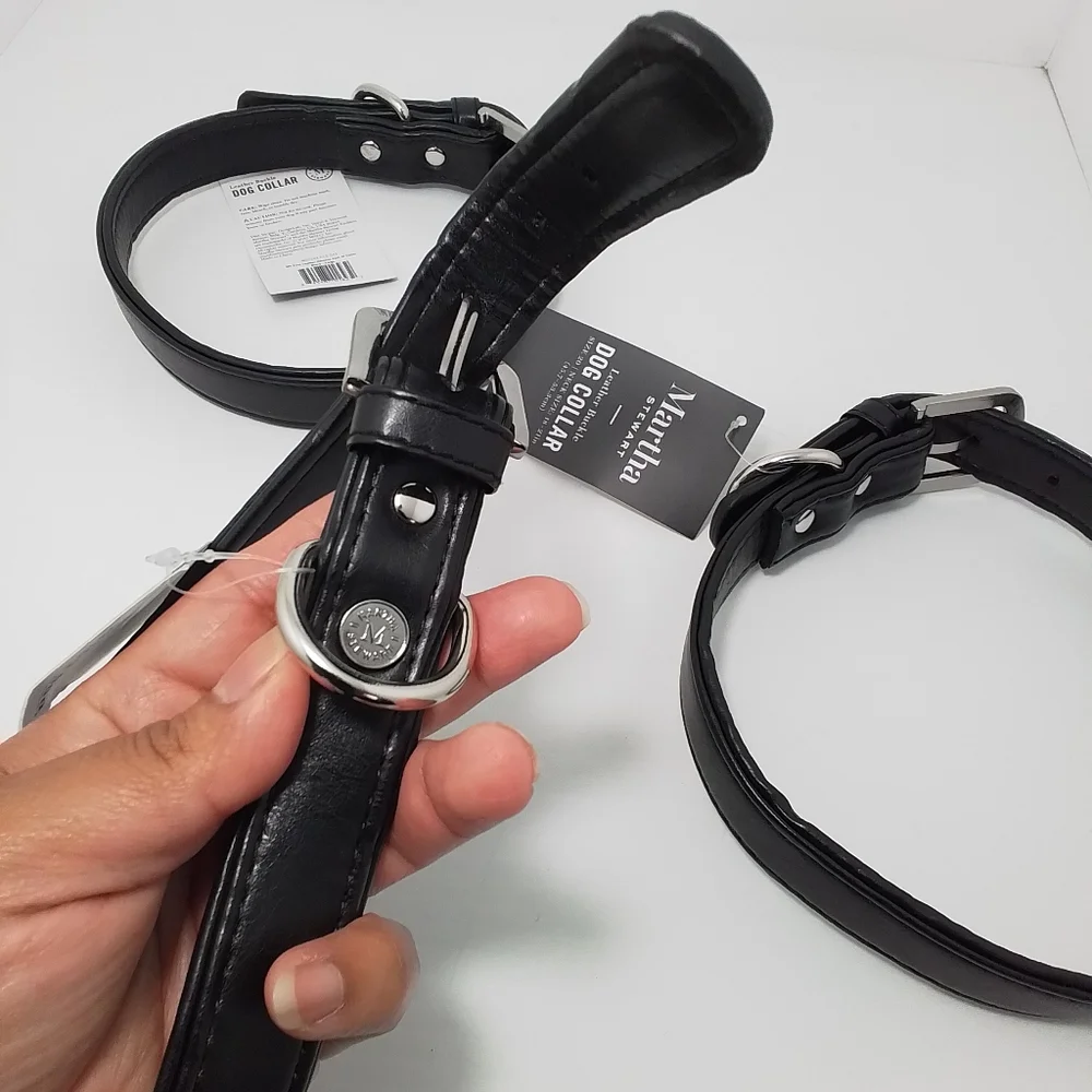 Martha Stewart Black Buckle Large Dog Collar NWT